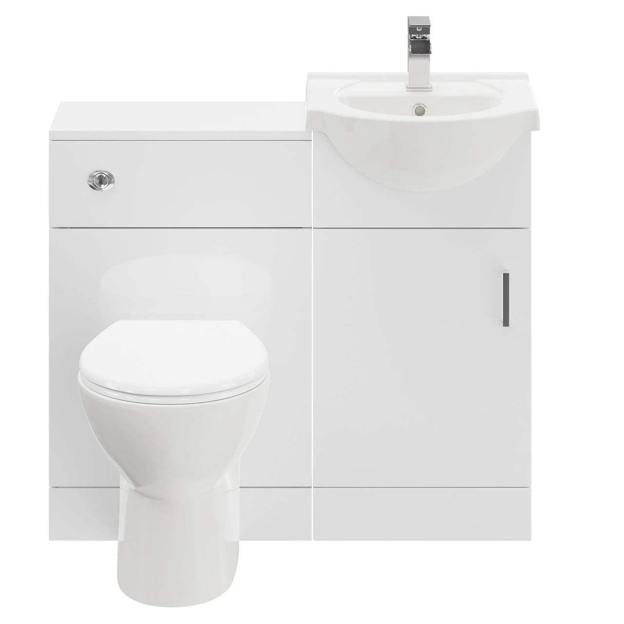 Alexander James Gloss White 950mm 1 Door Vanity Unit Toilet Suite - Image 2