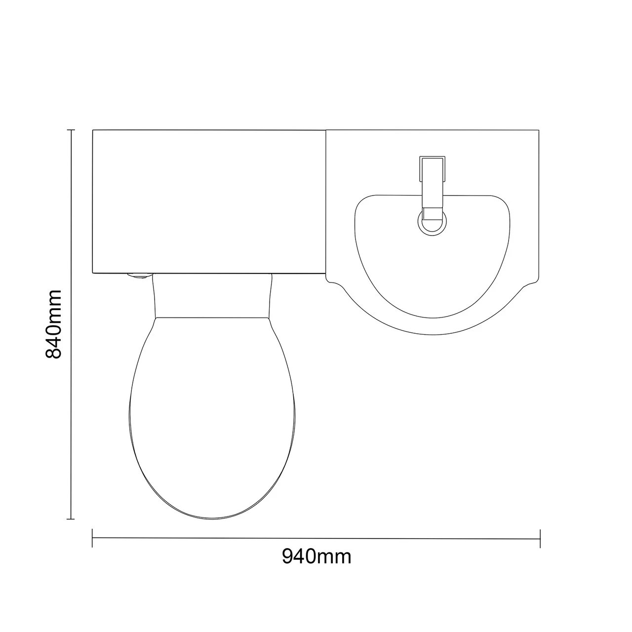 Alexander James Gloss White 950mm 1 Door Vanity Unit Toilet Suite - Image 6