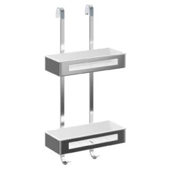 Bagno Polished Chrome 2 Tier Hanging Shower Caddy -Luxury Bath Shop bagno polished chrome 2 tier hanging shower caddy left 22909.1652444456