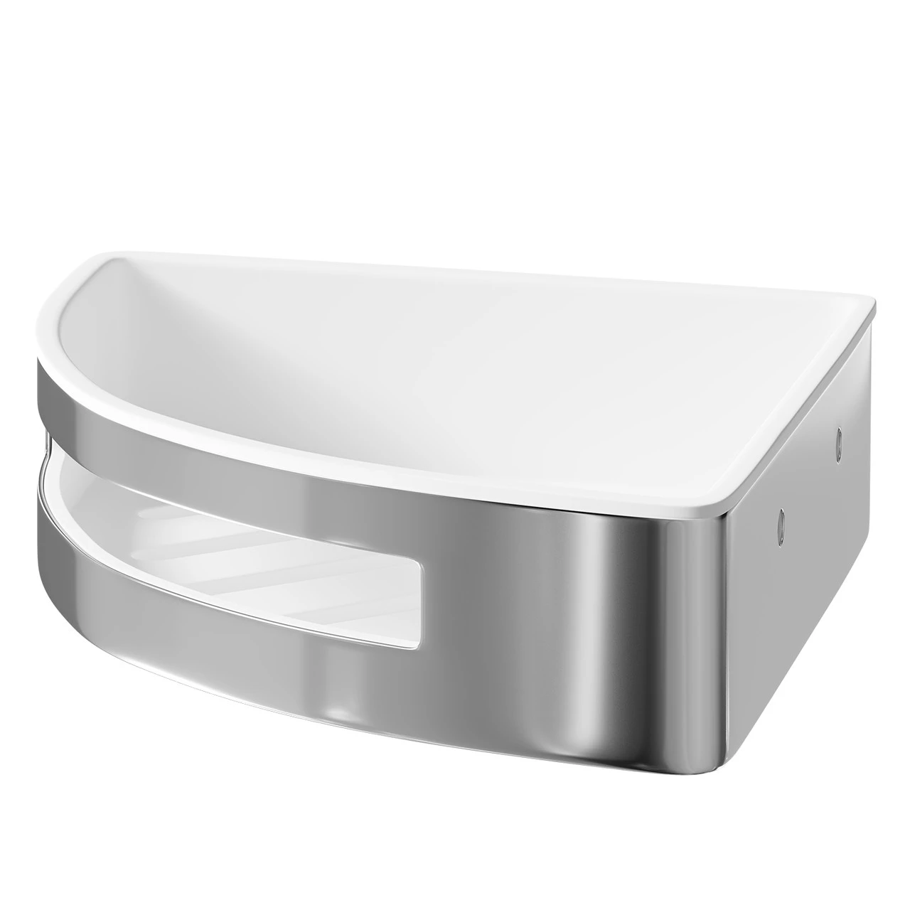 Bagno Polished Chrome Wall Mounted Corner Basket - Image 3
