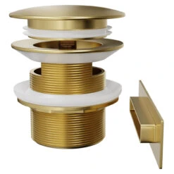 Brushed Brass Retro Fit Overflow And Waste For Parma, Verna, Palermo, Genoa And Perugia Baths -Luxury Bath Shop brushed brass retro fit overflow and waste for parma verna palermo genoa and perugia baths side 70886.1696498156