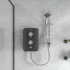Gainsborough Slim Duo Electric Shower (Piano Black) 8.5kw - GSDPB85 -Luxury Bath Shop gainsborough slim duo electric shower piano black 8 5kw gsdpb85 2