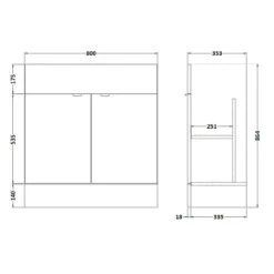 Hudson Reed Gloss Grey 800mm 2 Door Vanity Unit - OFF909 -Luxury Bath Shop hudson reed gloss grey 800mm 2 door vanity unit off909 three 37090.1652443635