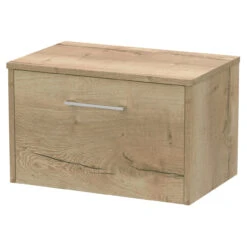 Hudson Reed Juno Autumn Oak 600mm Wall Hung Single Drawer Vanity Unit And Worktop - JNU1822W