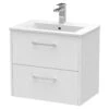 Hudson Reed Juno White Ash 600mm Wall Hung 2 Drawer Vanity Unit With 18mm Profile Basin - JNU2124B -Luxury Bath Shop hudson reed juno white ash 600mm wall hung 2 drawer vanity unit with 18mm profile basin jnu2124b main 91295.1664526254