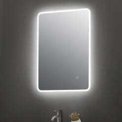 Hudson Reed Silver 700mm X 500mm Ambient Touch Sensor Mirror - LQ603 -Luxury Bath Shop hudson reed silver 700mm x 500mm ambient tocuh sensor mirror lq603 roomset 76020.1664539095