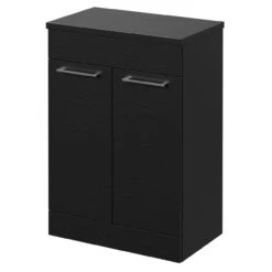 Napoli 390 Nero Oak 600mm Floor Standing Vanity Unit For Countertop Basins With 2 Doors And Polished Chrome Handles