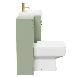 Napoli 390 Olive Green 1100mm Vanity Unit Toilet Suite With 1 Tap Hole Basin And 2 Doors With Brushed Brass Handles -Luxury Bath Shop napoli 390 olive green 1100mm vanity unit toilet suite with 1 tap hole basin and 2 doors with brushed brass handles side 88019.1691752737