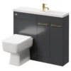 Napoli Combination Gloss Grey 1000mm Vanity Unit Toilet Suite With Slimline 1 Tap Hole Basin And 2 Doors With Brushed Brass Handles -Luxury Bath Shop napoli combination gloss grey 1000mm vanity unit toilet suite with slimline 1 tap hole basin and 2 doors with brushed brass handles right 48012.1697212421