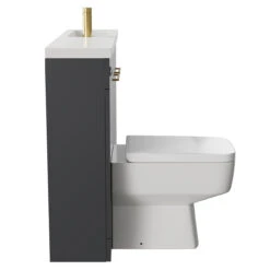 Napoli Combination Gloss Grey 1000mm Vanity Unit Toilet Suite With Slimline 1 Tap Hole Basin And 2 Doors With Brushed Brass Handles -Luxury Bath Shop napoli combination gloss grey 1000mm vanity unit toilet suite with slimline 1 tap hole basin and 2 doors with brushed brass handles side 66836.1697212421