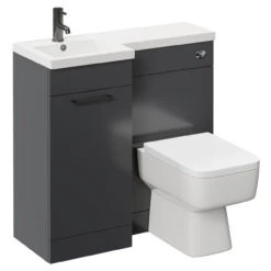 Napoli Combination Gloss Grey 900mm Vanity Unit Toilet Suite With Left Hand L Shaped 1 Tap Hole Basin And Single Door With Gunmetal Grey Handle 10 Napoli Combination Gloss Grey 900mm Vanity Unit Toilet Suite With Left Hand L Shaped 1 Tap Hole Basin And Single Door With Gunmetal Grey Handle -Luxury Bath Shop napoli combination gloss grey 900mm vanity unit toilet suite with left hand l shaped 1 tap hole basin and single door with gunmetal grey handle left 59614.1697212482