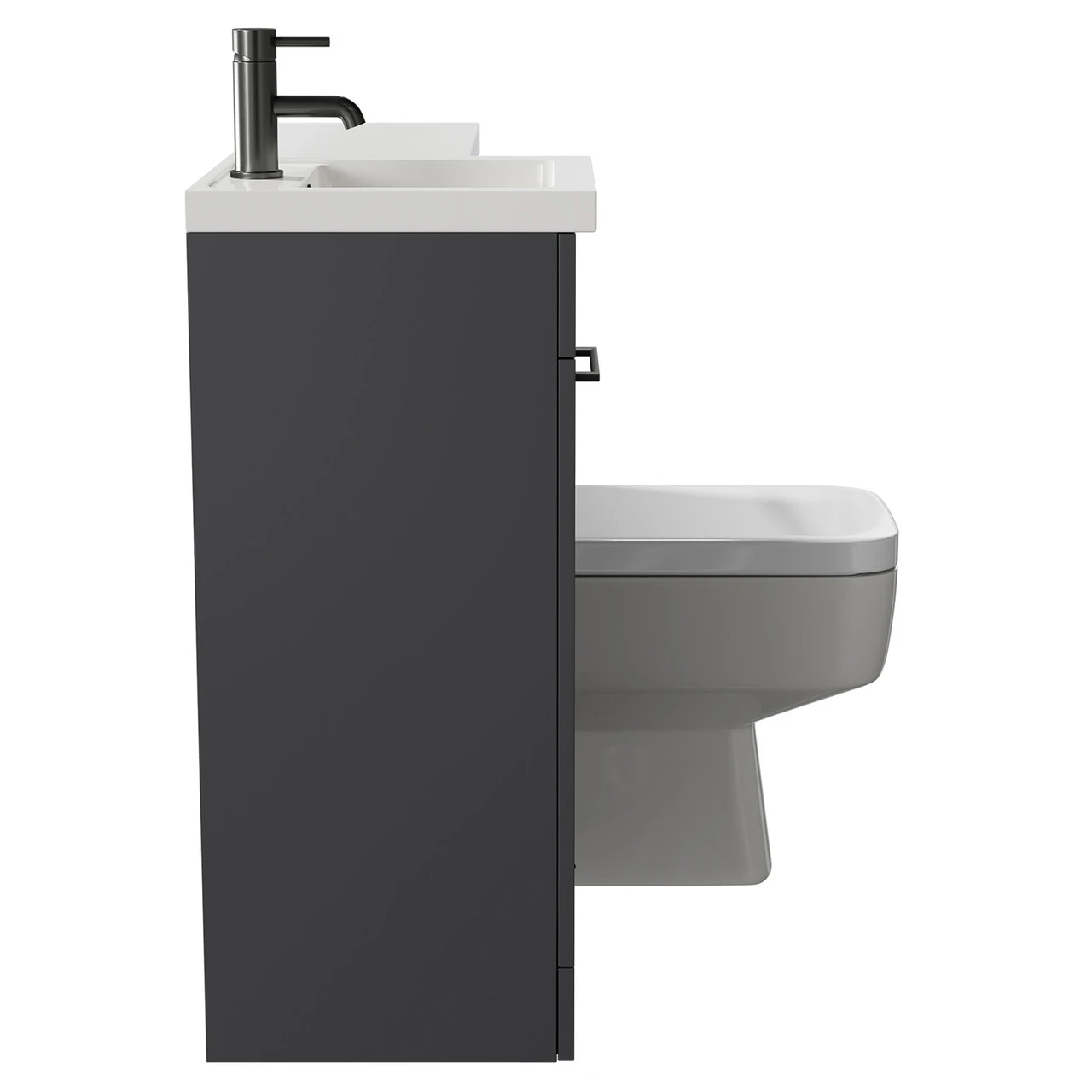 Napoli Combination Gloss Grey 900mm Vanity Unit Toilet Suite With Left Hand L Shaped 1 Tap Hole Basin And Single Door With Gunmetal Grey Handle 6 Napoli Combination Gloss Grey 900mm Vanity Unit Toilet Suite With Left Hand L Shaped 1 Tap Hole Basin And Single Door With Gunmetal Grey Handle - Image 4