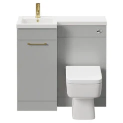 Napoli Combination Gloss Grey Pearl 900mm Vanity Unit Toilet Suite With Left Hand L Shaped 1 Tap Hole Basin And Single Door With Brushed Brass Handle 9 Napoli Combination Gloss Grey Pearl 900mm Vanity Unit Toilet Suite With Left Hand L Shaped 1 Tap Hole Basin And Single Door With Brushed Brass Handle -Luxury Bath Shop napoli combination gloss grey pearl 900mm vanity unit toilet suite with left hand l shaped 1 tap hole basin and single door with brushed brass handle front 40085.1697212431