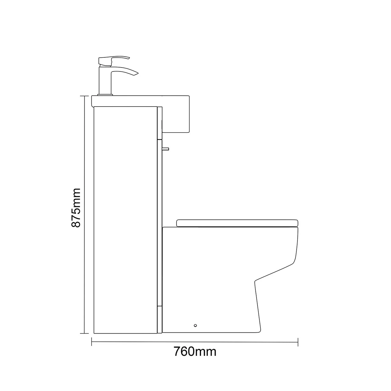 Napoli Combination Gloss White 1000mm Vanity Unit Toilet Suite With Left Hand Round Semi Recessed 1 Tap Hole Basin And 2 Doors With Matt Black Handles - Image 6