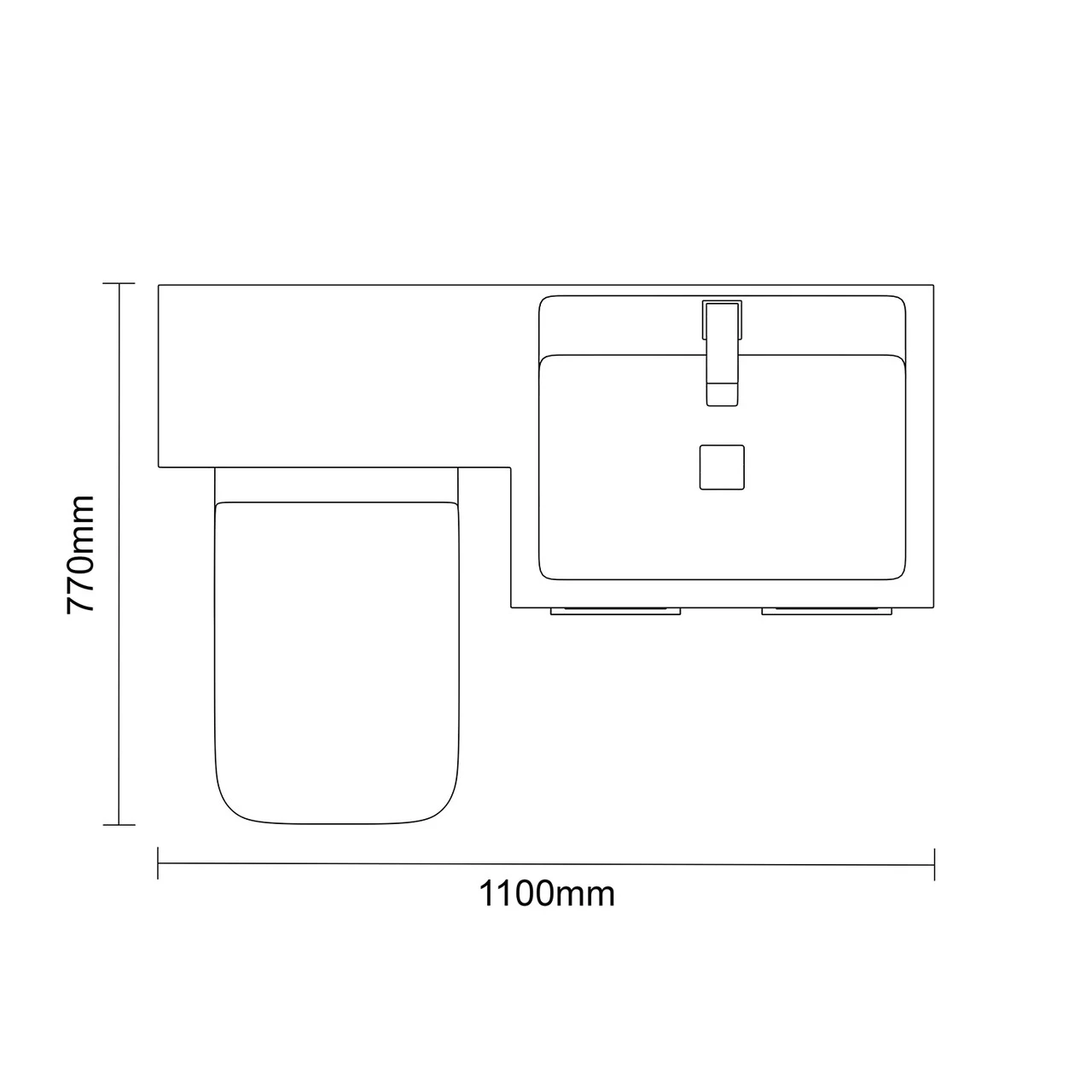 Napoli Combination Gloss White 1100mm Vanity Unit Toilet Suite With Right Hand L Shaped 1 Tap Hole Basin And 2 Doors With Polished Chrome Handles - Image 6