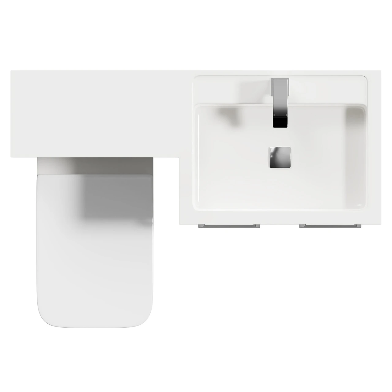 Napoli Combination Gloss White 1100mm Vanity Unit Toilet Suite With Right Hand L Shaped 1 Tap Hole Basin And 2 Doors With Polished Chrome Handles - Image 5