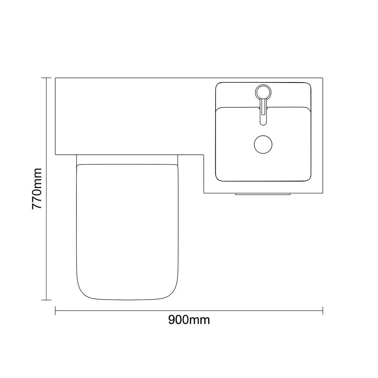 Napoli Combination Gloss White 900mm Vanity Unit Toilet Suite With Right Hand L Shaped 1 Tap Hole Basin And Single Door With Brushed Brass Handle - Image 6