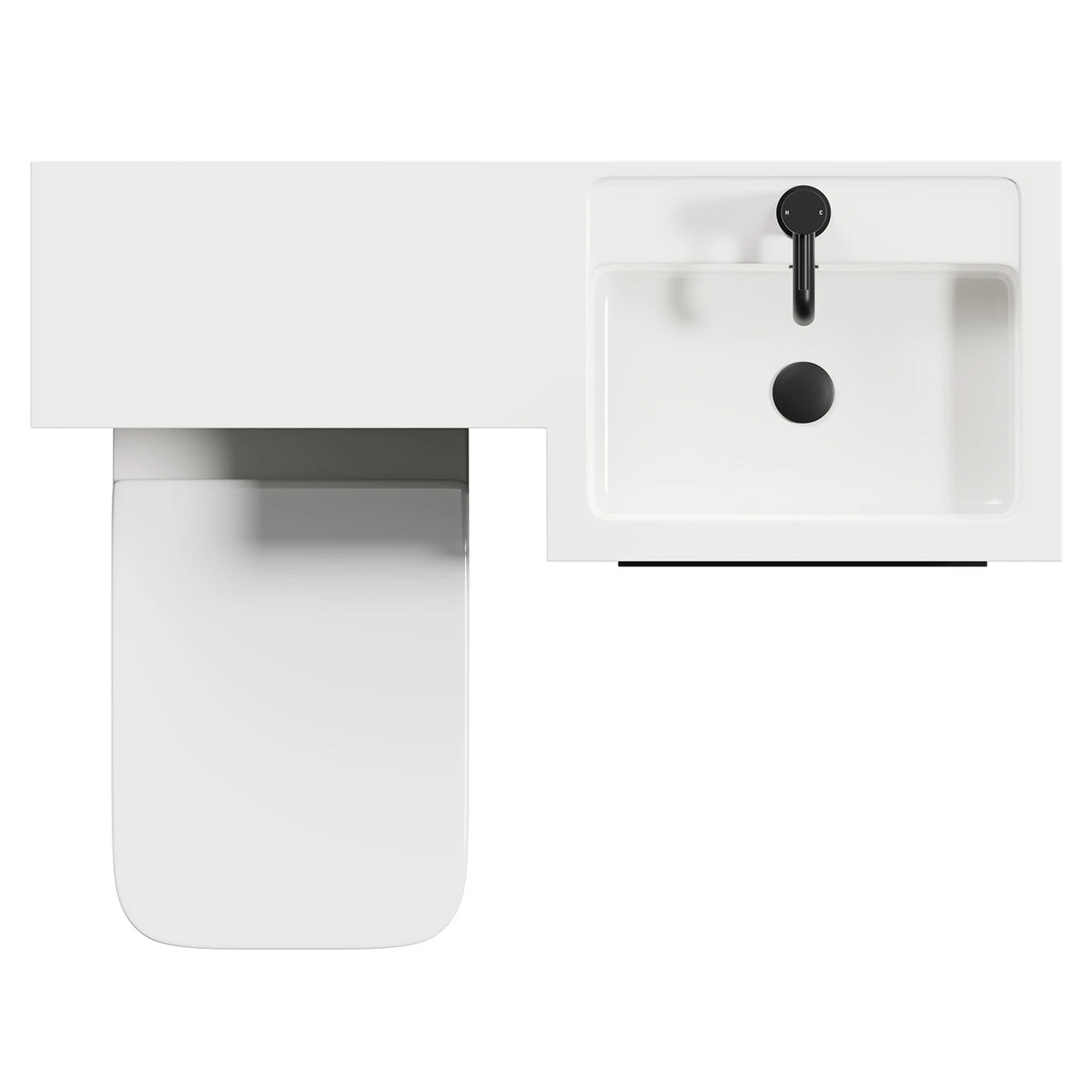 Napoli Combination Molina Ash 1000mm Vanity Unit Toilet Suite With Right Hand L Shaped 1 Tap Hole Basin And 2 Drawers With Matt Black Handles - Image 5