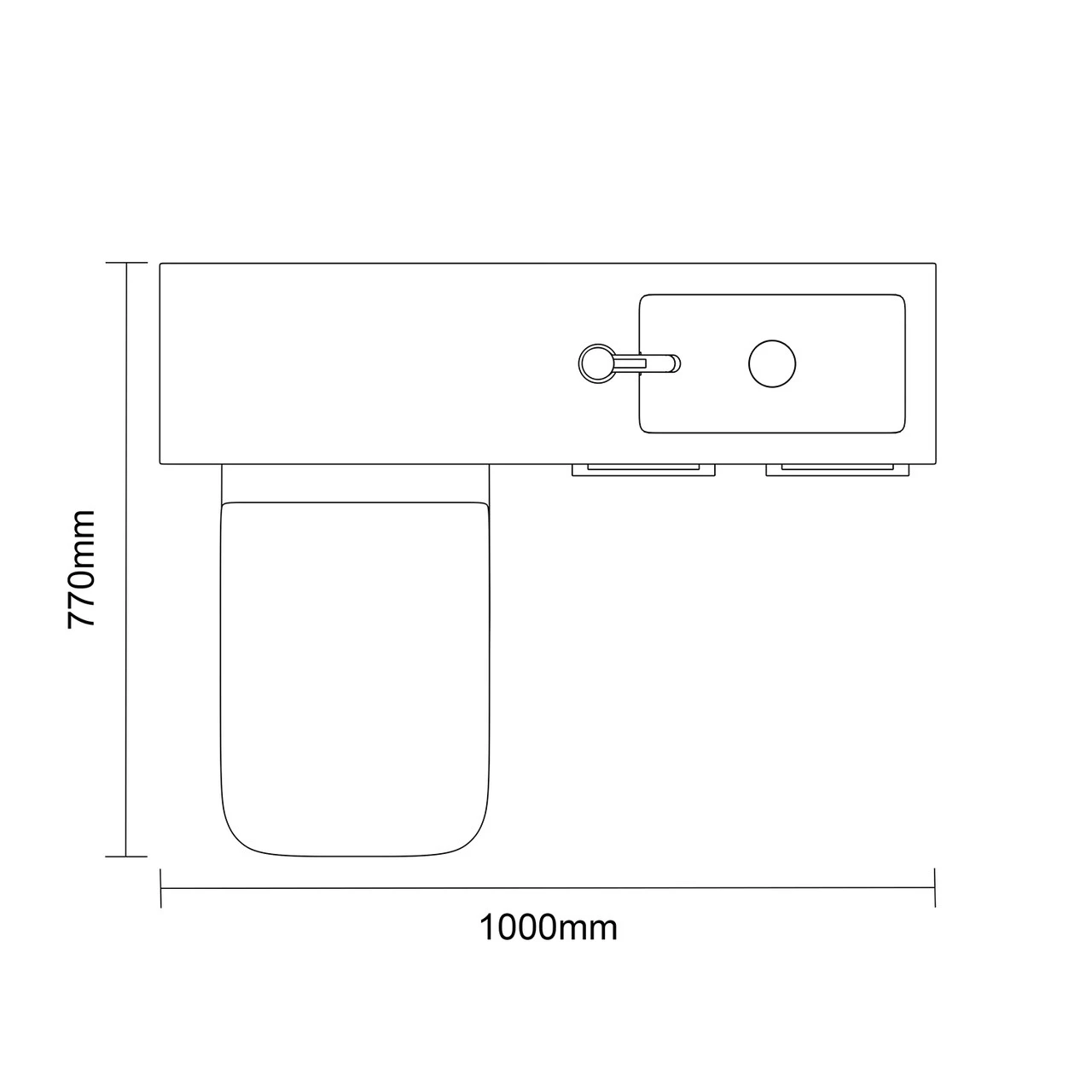 Napoli Combination Molina Ash 1000mm Vanity Unit Toilet Suite With Slimline 1 Tap Hole Basin And 2 Doors With Brushed Brass Handles - Image 6