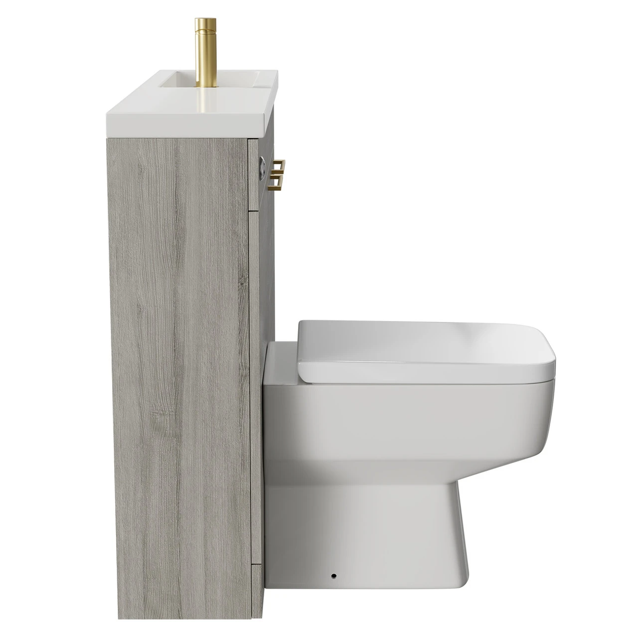 Napoli Combination Molina Ash 1000mm Vanity Unit Toilet Suite With Slimline 1 Tap Hole Basin And 2 Doors With Brushed Brass Handles - Image 4