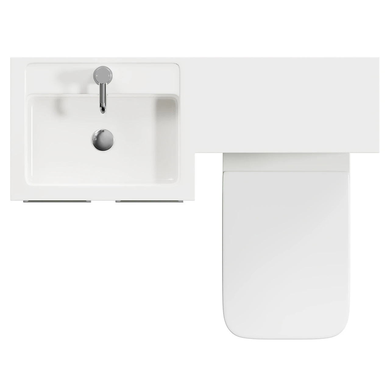 Napoli Combination Olive Green 1000mm Vanity Unit Toilet Suite With Left Hand L Shaped 1 Tap Hole Basin And 2 Doors With Polished Chrome Handles - Image 5