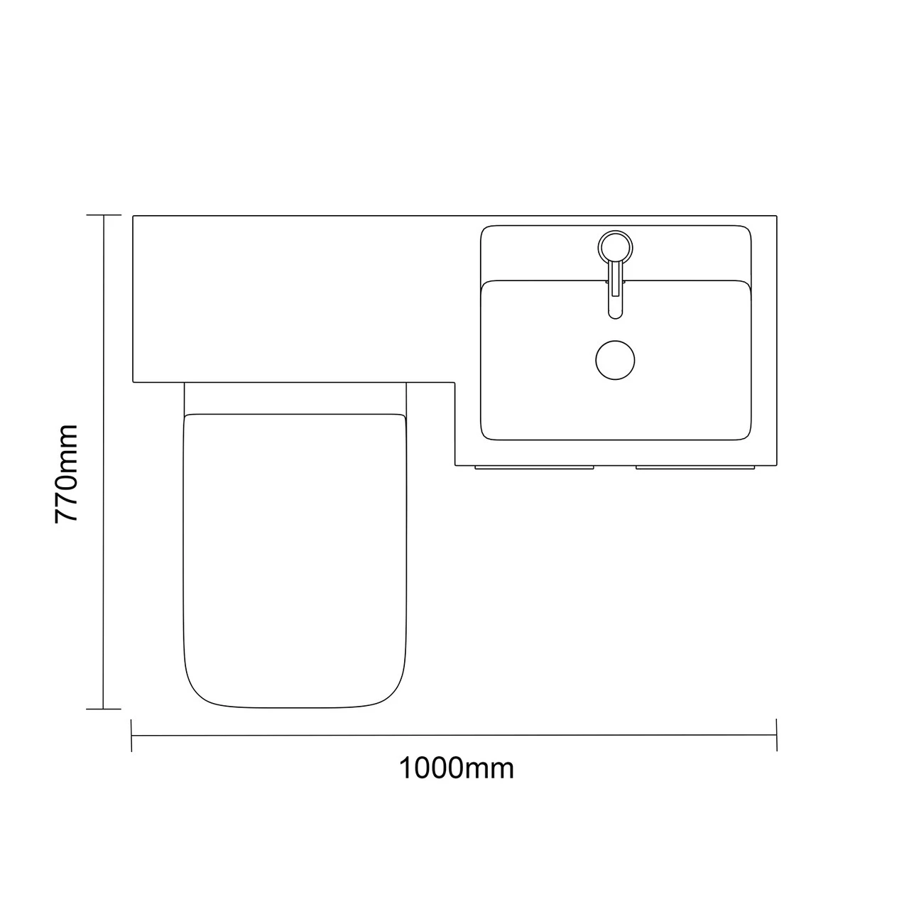 Napoli Combination Olive Green 1000mm Vanity Unit Toilet Suite With Right Hand L Shaped 1 Tap Hole Basin And 2 Doors With Brushed Brass Handles - Image 6