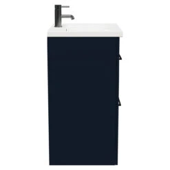 Napoli Deep Blue 600mm Floor Standing Vanity Unit With 1 Tap Hole Basin And 2 Drawers With Gunmetal Grey Handles -Luxury Bath Shop napoli deep blue 600mm floor standing vanity unit with 1 tap hole basin and 2 drawers with gunmetal grey handles side 32453.1691752876