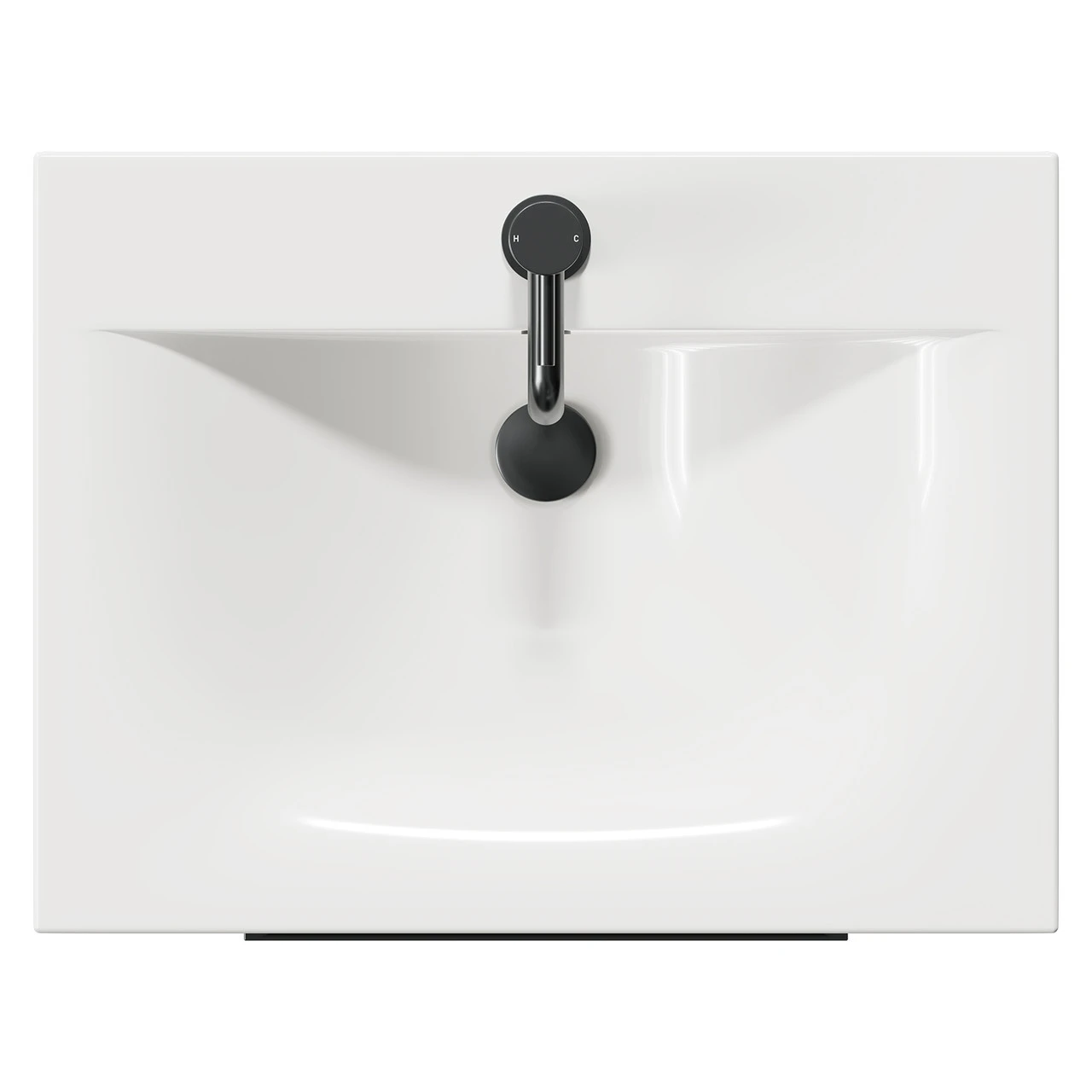 Napoli Deep Blue 600mm Floor Standing Vanity Unit With 1 Tap Hole Basin And 2 Drawers With Gunmetal Grey Handles - Image 5