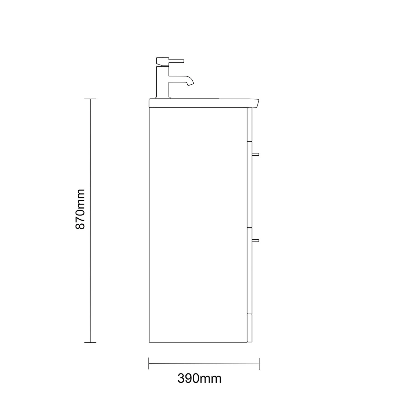 Napoli Gloss Grey 800mm Floor Standing Vanity Unit With 1 Tap Hole Curved Basin And 2 Drawers With Matt Black Handles - Image 6