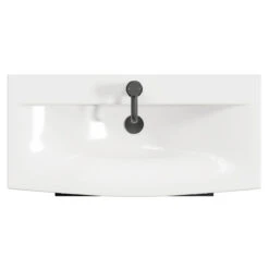 Napoli Gloss Grey 800mm Floor Standing Vanity Unit With 1 Tap Hole Curved Basin And 2 Drawers With Matt Black Handles -Luxury Bath Shop napoli gloss grey 800mm floor standing vanity unit with 1 tap hole curved basin and 2 drawers with matt black handles top 40172.1681980298