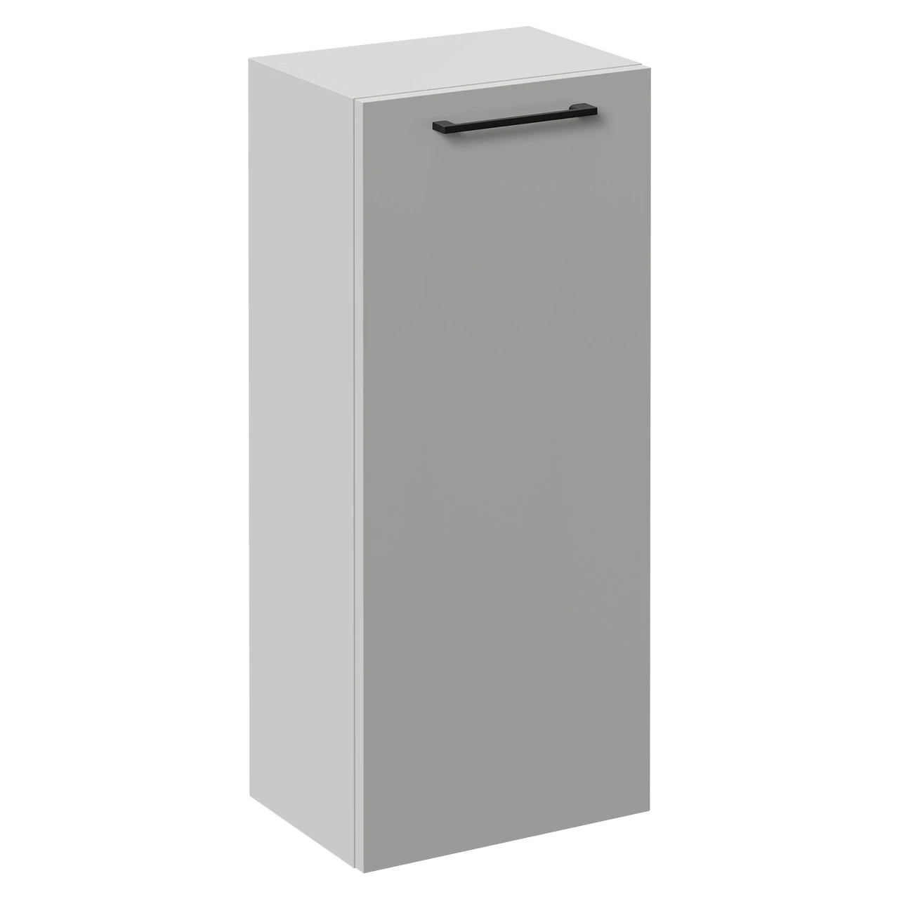 Napoli Gloss Grey Pearl 350mm Wall Mounted Side Cabinet With Single Door And Matt Black Handle - Image 3