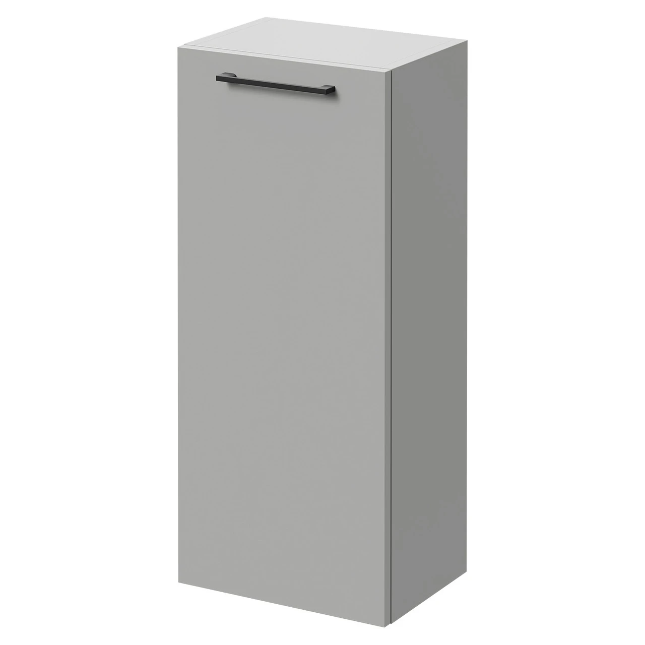 Napoli Gloss Grey Pearl 350mm Wall Mounted Side Cabinet With Single Door And Matt Black Handle