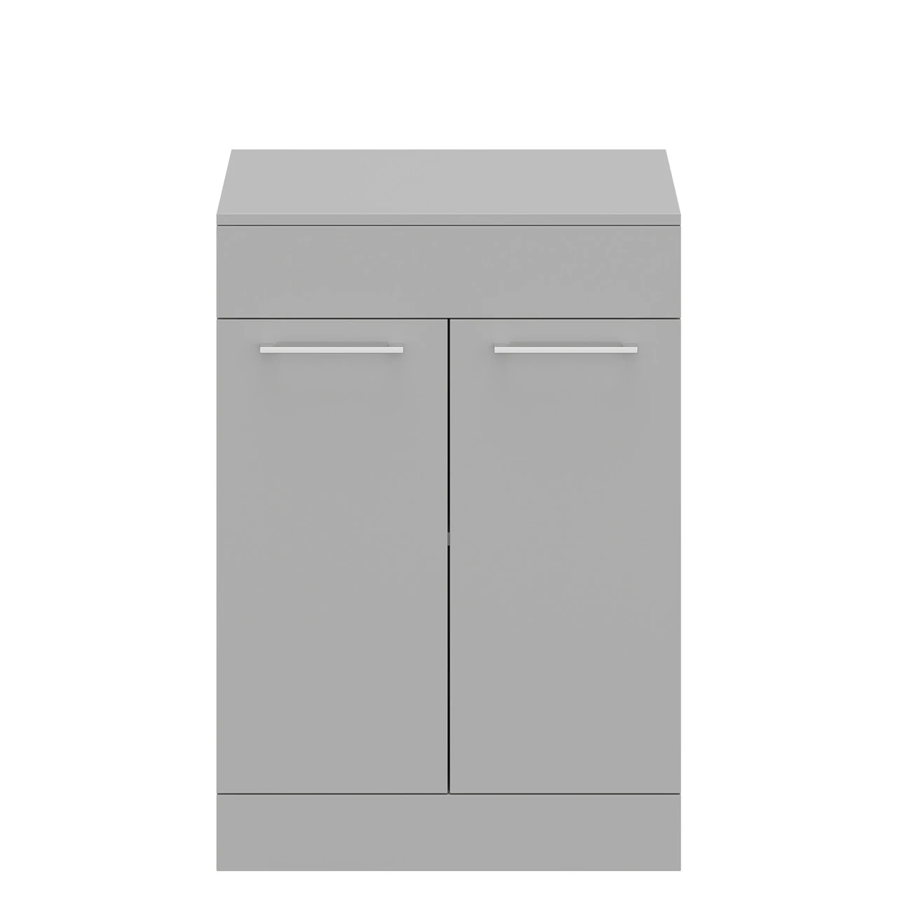 Napoli Gloss Grey Pearl 600mm Floor Standing Vanity Unit For Countertop Basins With 2 Doors And Polished Chrome Handles - Image 2