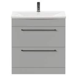 Napoli Gloss Grey Pearl 800mm Floor Standing Vanity Unit With 1 Tap Hole Curved Basin And 2 Drawers With Gunmetal Grey Handles 9 Napoli Gloss Grey Pearl 800mm Floor Standing Vanity Unit With 1 Tap Hole Curved Basin And 2 Drawers With Gunmetal Grey Handles -Luxury Bath Shop napoli gloss grey pearl 800mm floor standing vanity unit with 1 tap hole curved basin and 2 drawers with gunmetal grey handles front 55793.1681980328