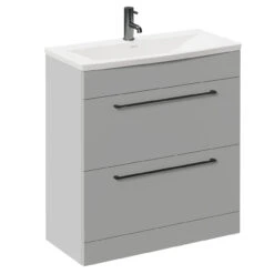 Napoli Gloss Grey Pearl 800mm Floor Standing Vanity Unit With 1 Tap Hole Curved Basin And 2 Drawers With Gunmetal Grey Handles 10 Napoli Gloss Grey Pearl 800mm Floor Standing Vanity Unit With 1 Tap Hole Curved Basin And 2 Drawers With Gunmetal Grey Handles -Luxury Bath Shop napoli gloss grey pearl 800mm floor standing vanity unit with 1 tap hole curved basin and 2 drawers with gunmetal grey handles left 95682.1681980328