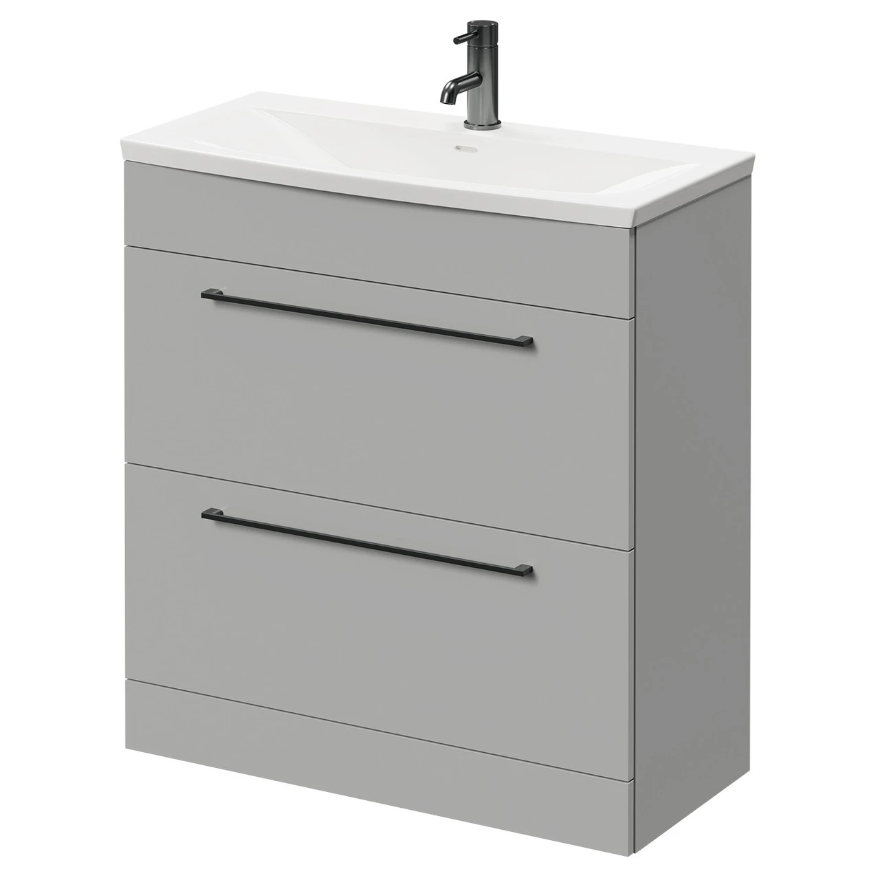 Napoli Gloss Grey Pearl 800mm Floor Standing Vanity Unit With 1 Tap Hole Curved Basin And 2 Drawers With Gunmetal Grey Handles 3 Napoli Gloss Grey Pearl 800mm Floor Standing Vanity Unit With 1 Tap Hole Curved Basin And 2 Drawers With Gunmetal Grey Handles