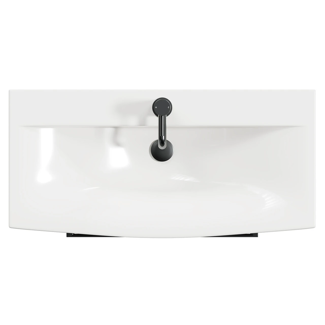 Napoli Gloss Grey Pearl 800mm Floor Standing Vanity Unit With 1 Tap Hole Curved Basin And 2 Drawers With Gunmetal Grey Handles 7 Napoli Gloss Grey Pearl 800mm Floor Standing Vanity Unit With 1 Tap Hole Curved Basin And 2 Drawers With Gunmetal Grey Handles - Image 5