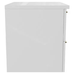 Napoli Gloss White 600mm Wall Mounted Vanity Unit For Countertop Basins With 2 Drawers And Brushed Brass Handles -Luxury Bath Shop napoli gloss white 600mm wall mounted vanity unit for countertop basins with 2 drawers and brushed brass handles side 23658.1691753096