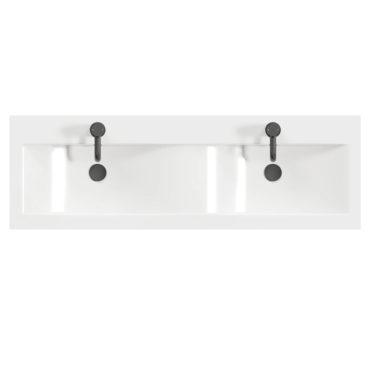 Napoli Molina Ash 1200mm Floor Standing Vanity Unit With Ceramic Double Basin And 4 Doors With Matt Black Handles 7 Napoli Molina Ash 1200mm Floor Standing Vanity Unit With Ceramic Double Basin And 4 Doors With Matt Black Handles - Image 5