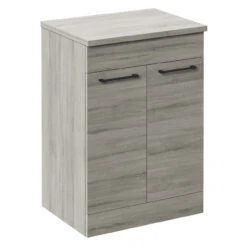 Napoli Molina Ash 600mm Floor Standing Vanity Unit For Countertop Basins With 2 Doors And Gunmetal Grey Handles -Luxury Bath Shop napoli molina ash 600mm floor standing vanity unit for countertop basins with 2 doors and gunmetal grey handles left 12111.1691753043