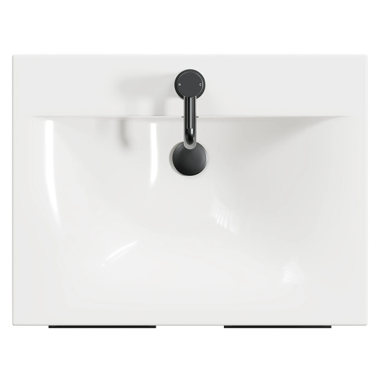 Napoli Molina Ash 600mm Floor Standing Vanity Unit With 1 Tap Hole Basin And 2 Doors With Gunmetal Grey Handles - Image 5