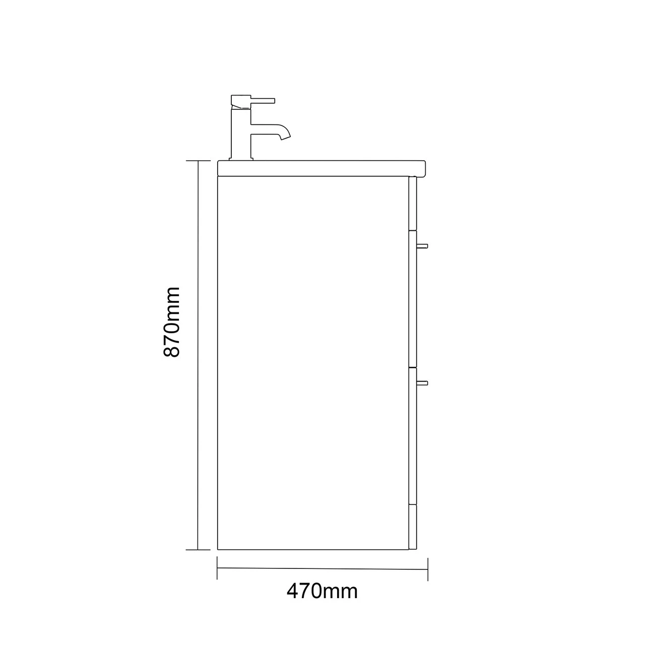 Napoli Molina Ash 800mm Floor Standing Vanity Unit With 1 Tap Hole Basin And 2 Drawers With Gunmetal Grey Handles - Image 6