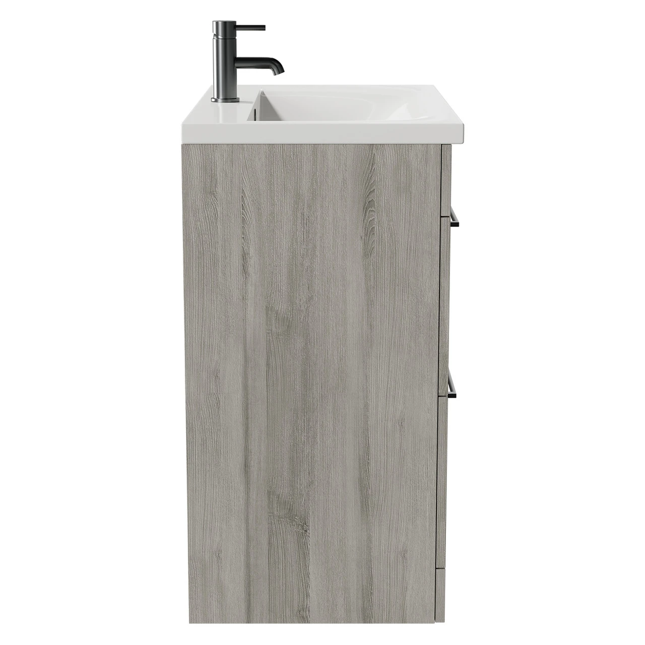 Napoli Molina Ash 800mm Floor Standing Vanity Unit With 1 Tap Hole Basin And 2 Drawers With Gunmetal Grey Handles - Image 4