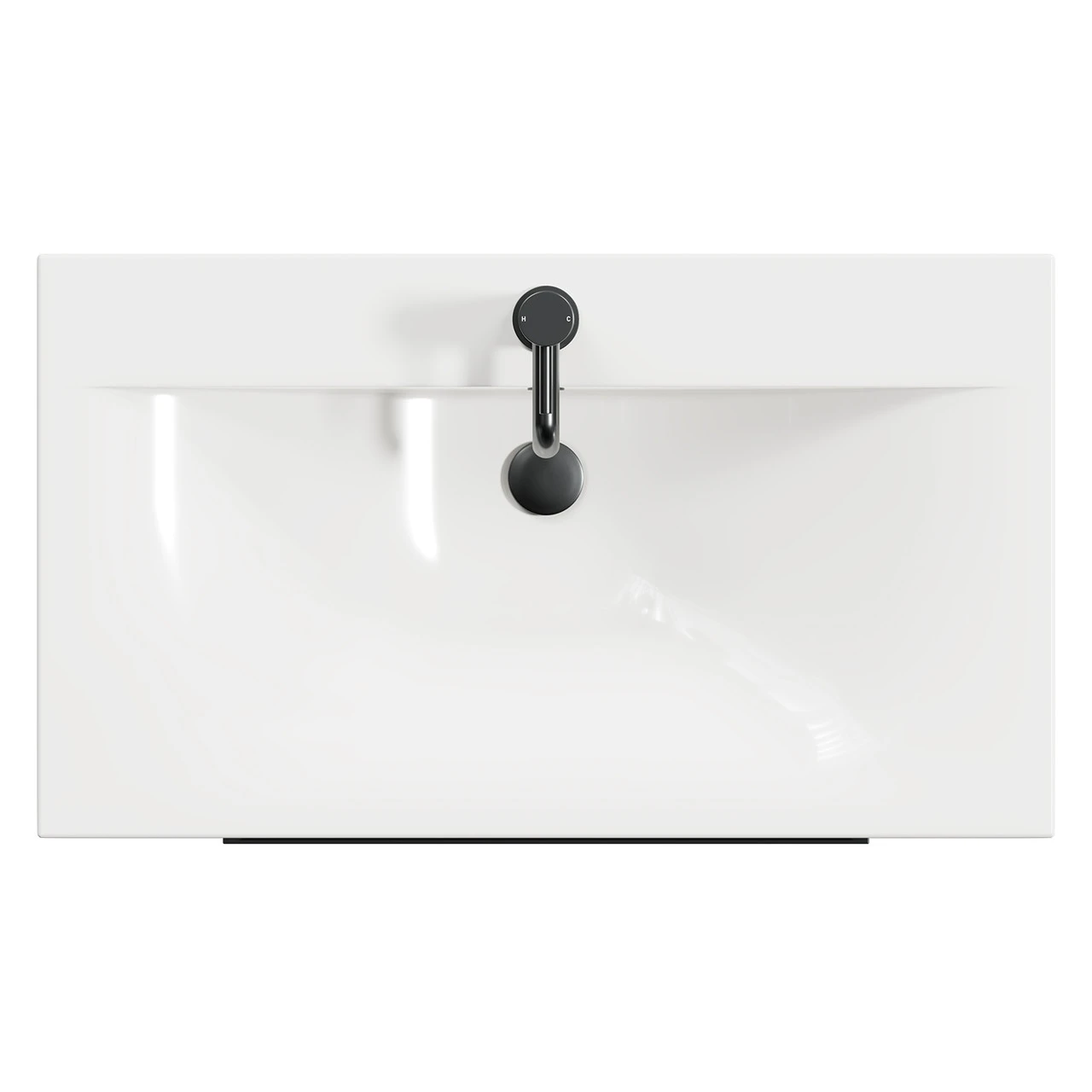 Napoli Molina Ash 800mm Floor Standing Vanity Unit With 1 Tap Hole Basin And 2 Drawers With Gunmetal Grey Handles - Image 5