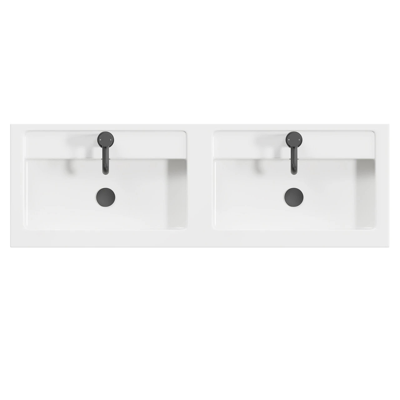 Napoli Nero Oak 1200mm Floor Standing Vanity Unit With Polymarble Double Basin And 4 Doors With Matt Black Handles - Image 5