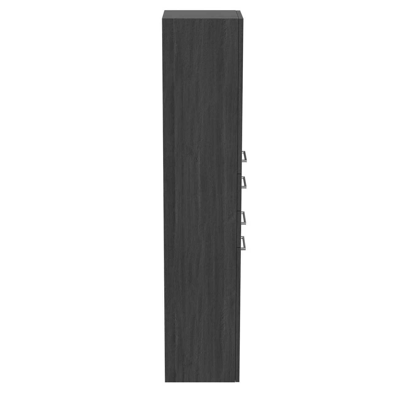 Napoli Nero Oak 350mm X 1600mm Wall Mounted Tall Storage Unit With 2 Doors 2 Drawers And Polished Chrome Handles - Image 4