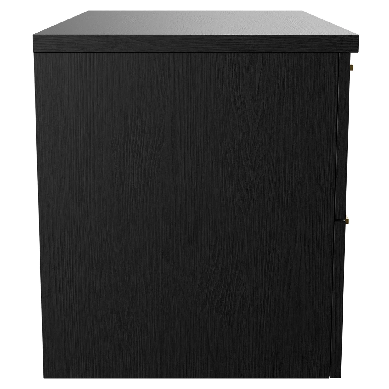 Napoli Nero Oak 800mm Wall Mounted Vanity Unit For Countertop Basins With 2 Drawers And Brushed Brass Handles - Image 4