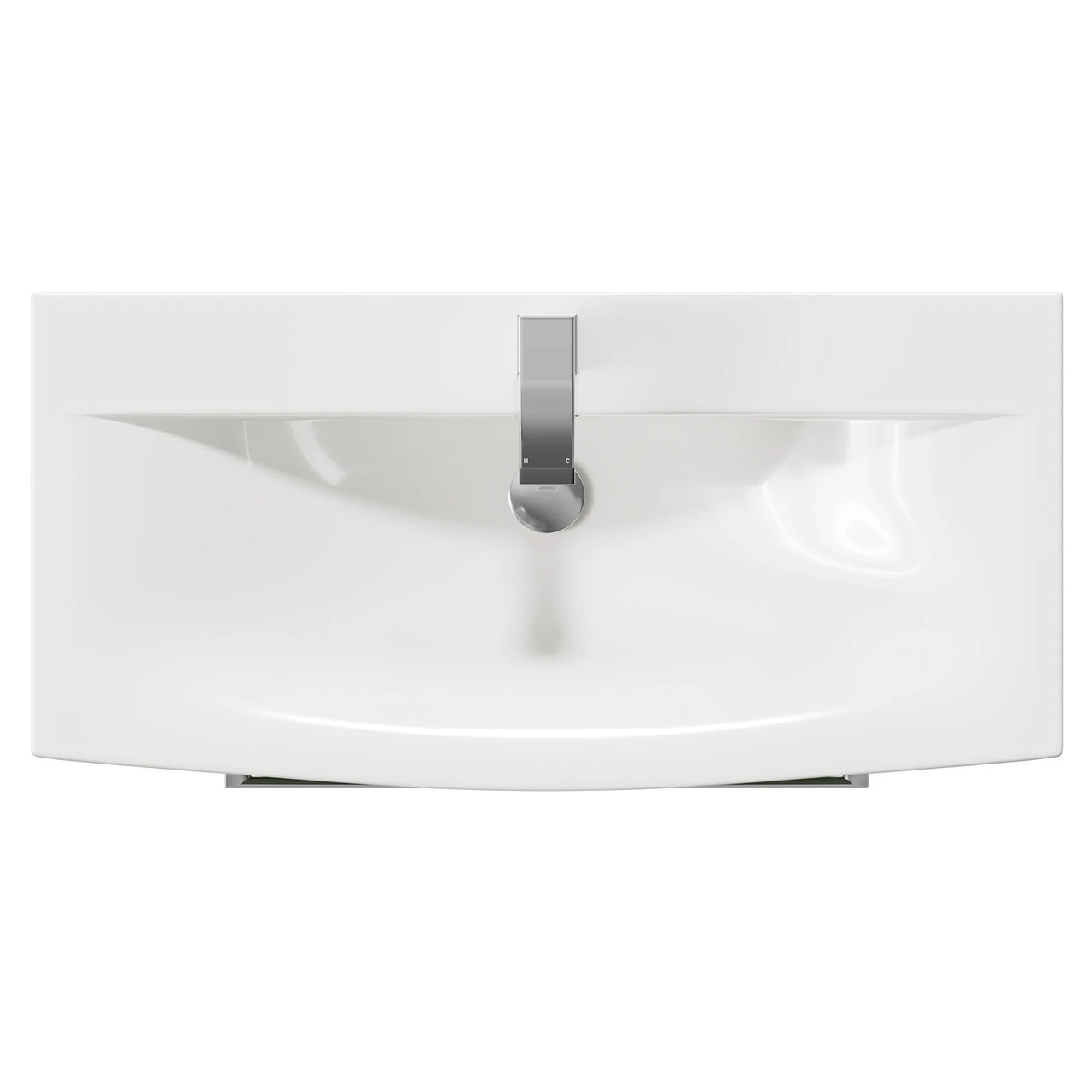 Napoli Olive Green 800mm Floor Standing Vanity Unit With 1 Tap Hole Curved Basin And 2 Drawers With Polished Chrome Handles - Image 5