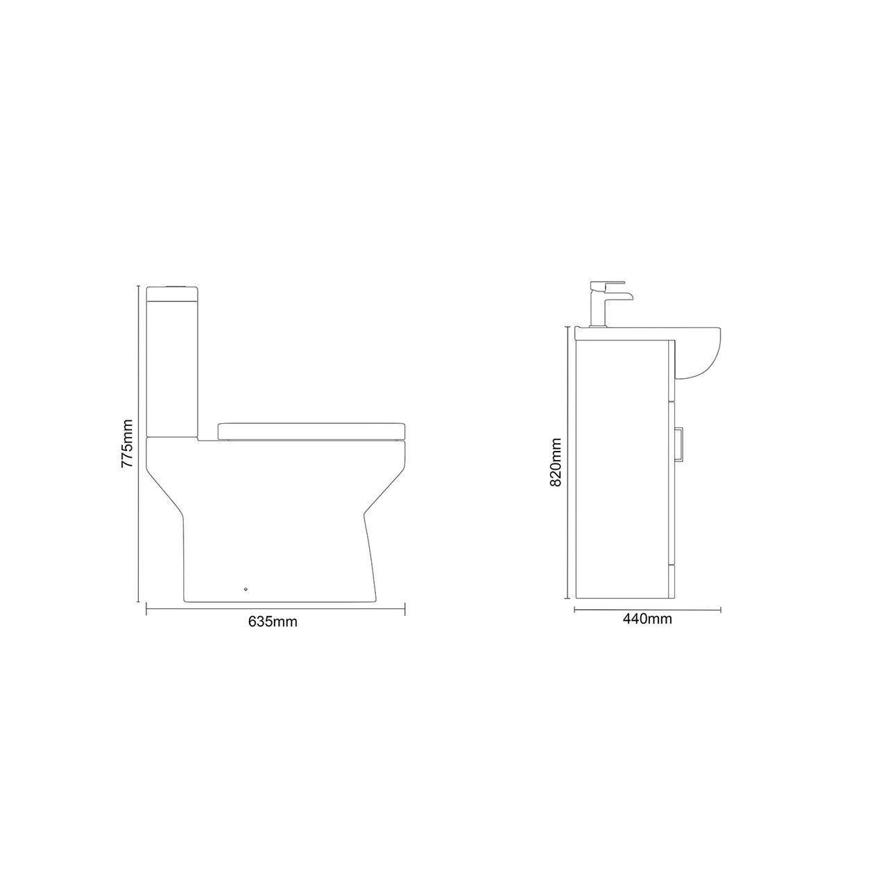 Neiva Gloss White 550mm 2 Door Vanity Unit And Rimless Toilet Suite - Image 6