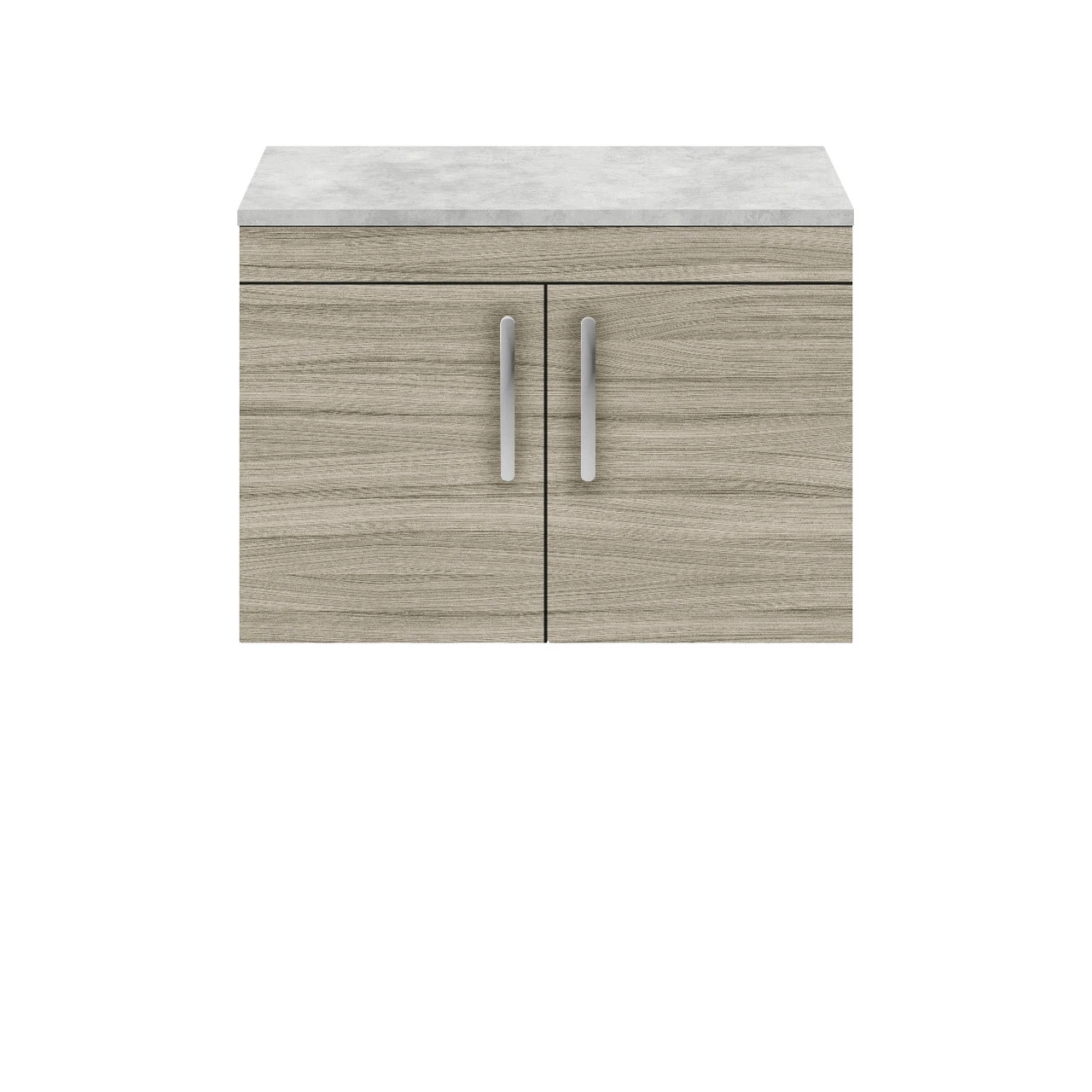 Nuie Athena Driftwood 800mm Wall Hung 2 Door Vanity Unit With Bellato Grey Laminate Worktop - ATH096LBG